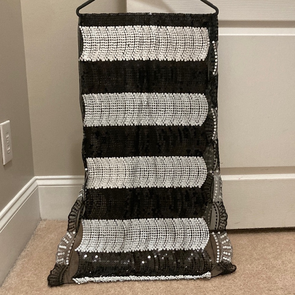 Black and White Beaded Sari